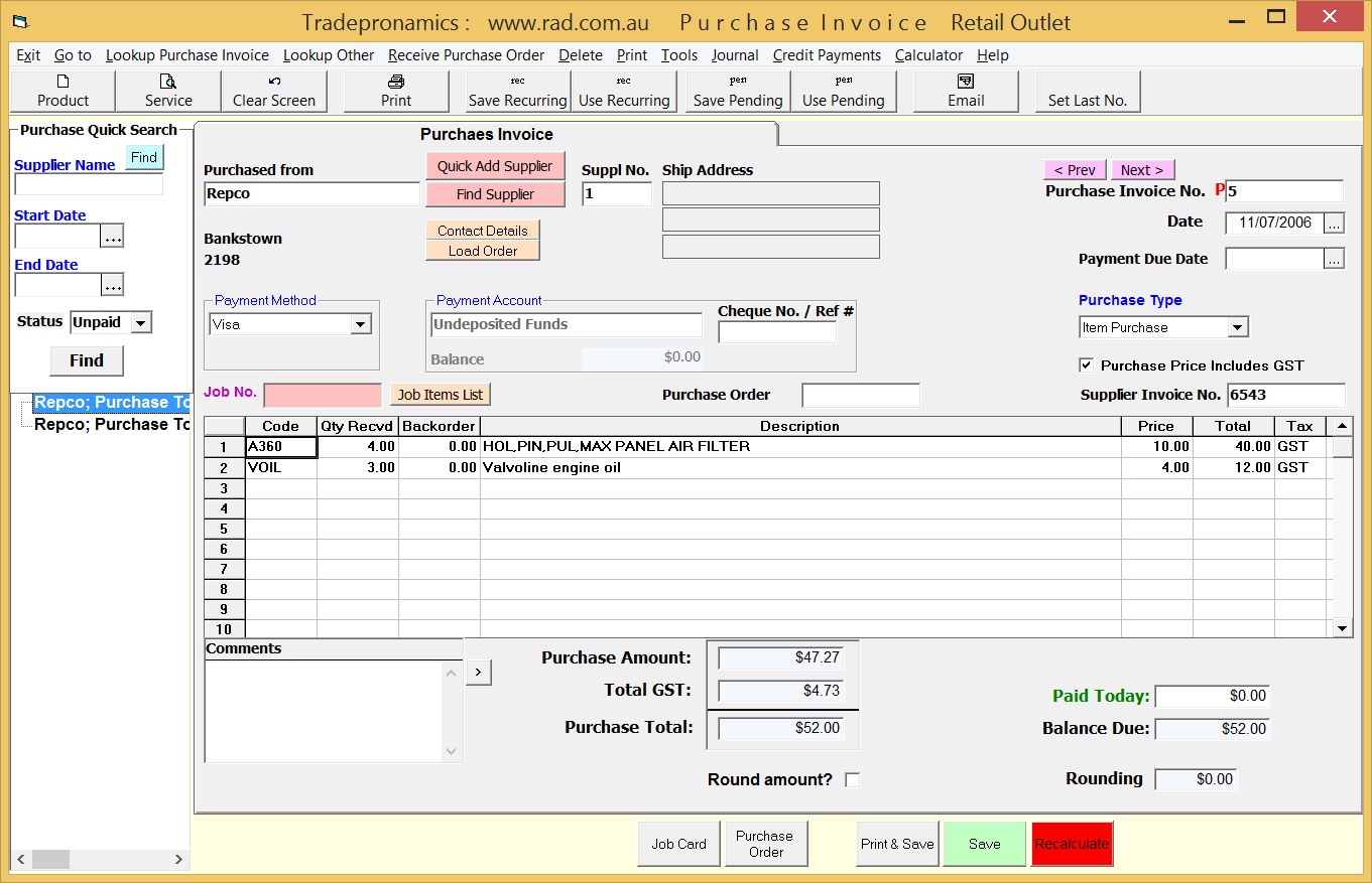 Purchase Invoice