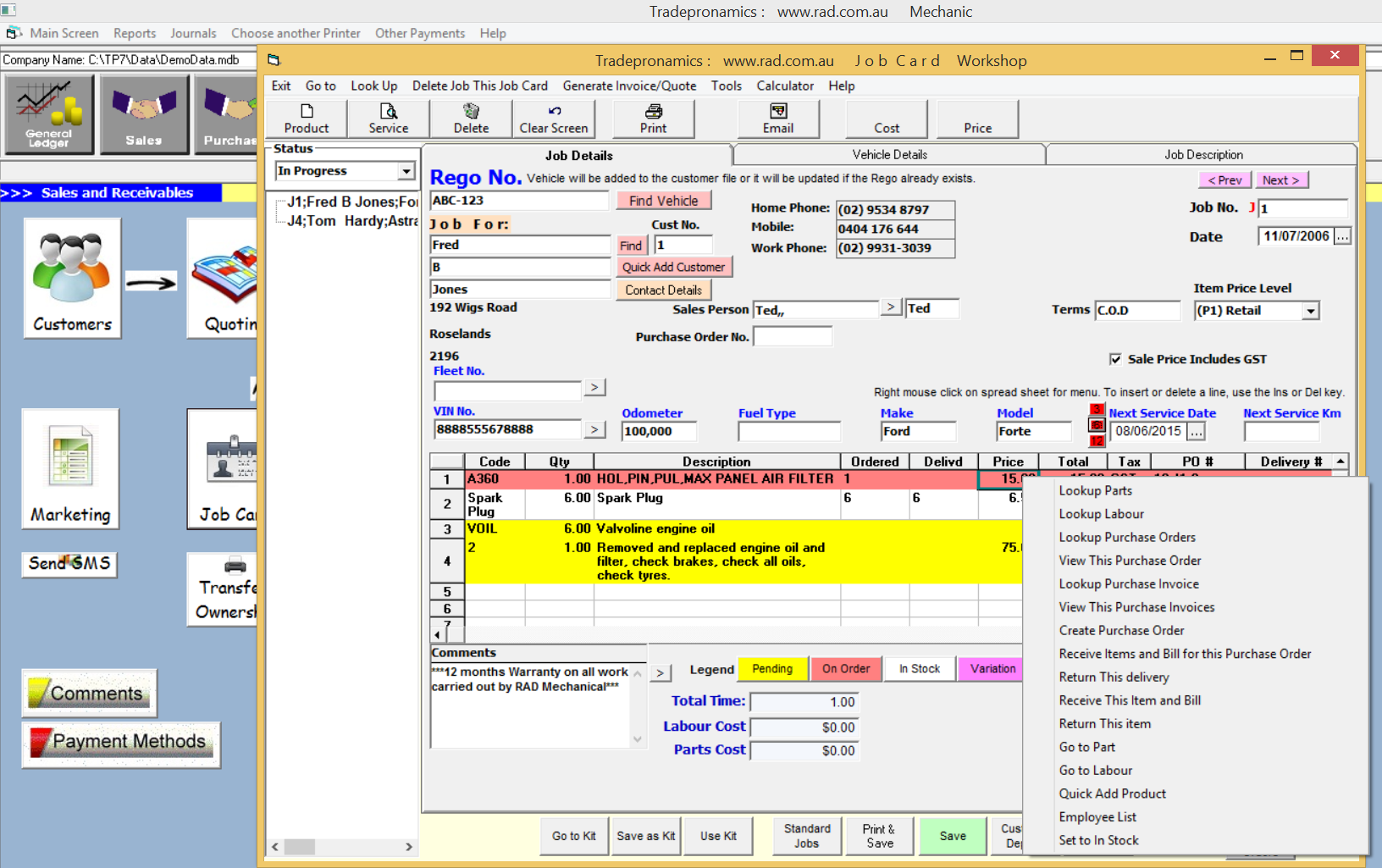 Auto Repair Invoice Software  Workshop Manager Software Intended For Job Card Template Mechanic